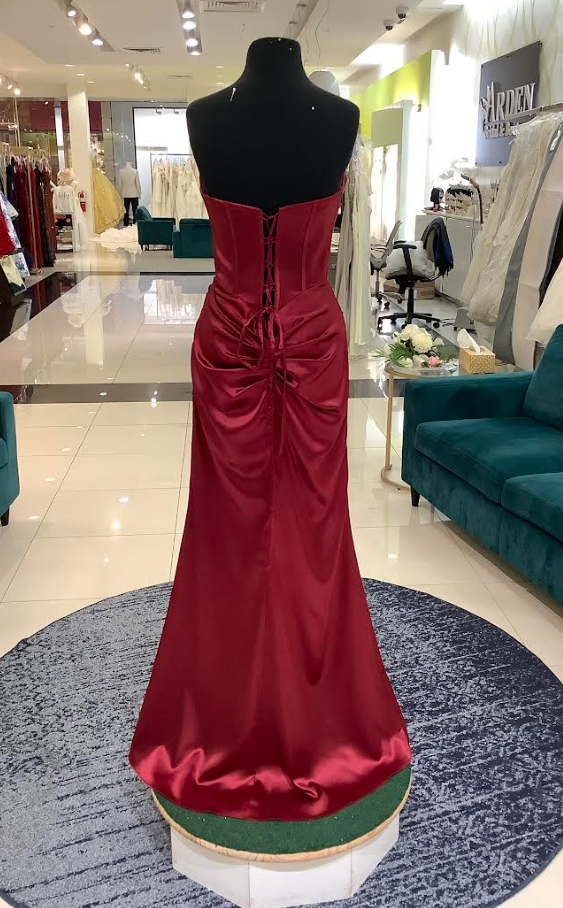 red dress stores Red Beaded Floor Length Low V Neckline Evening Dress 40 main image 1