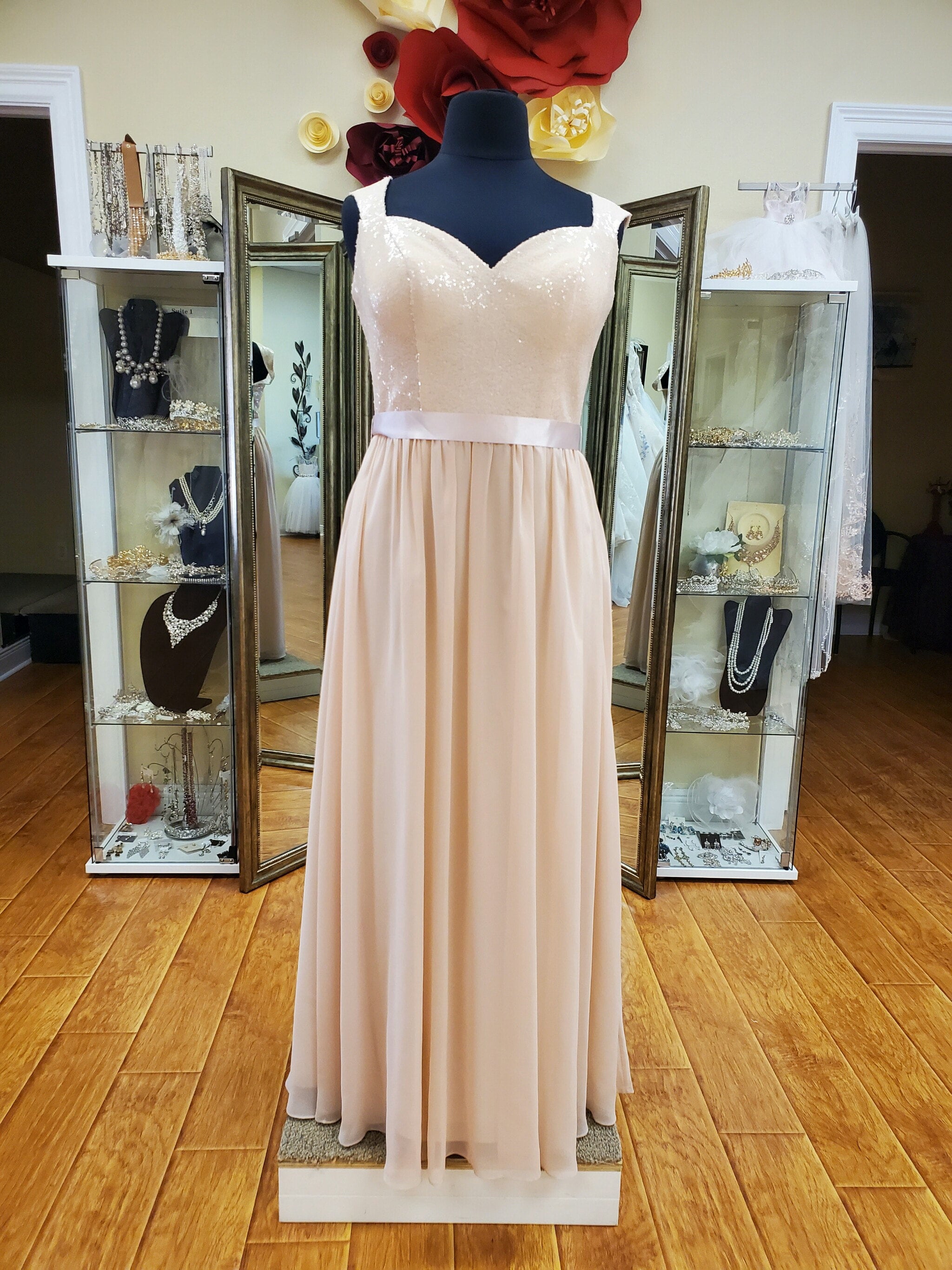 sequin bodice bridesmaid dress with chiffon skirt Mother of the Bride - Sequin Bodice With Chiffon Skirt